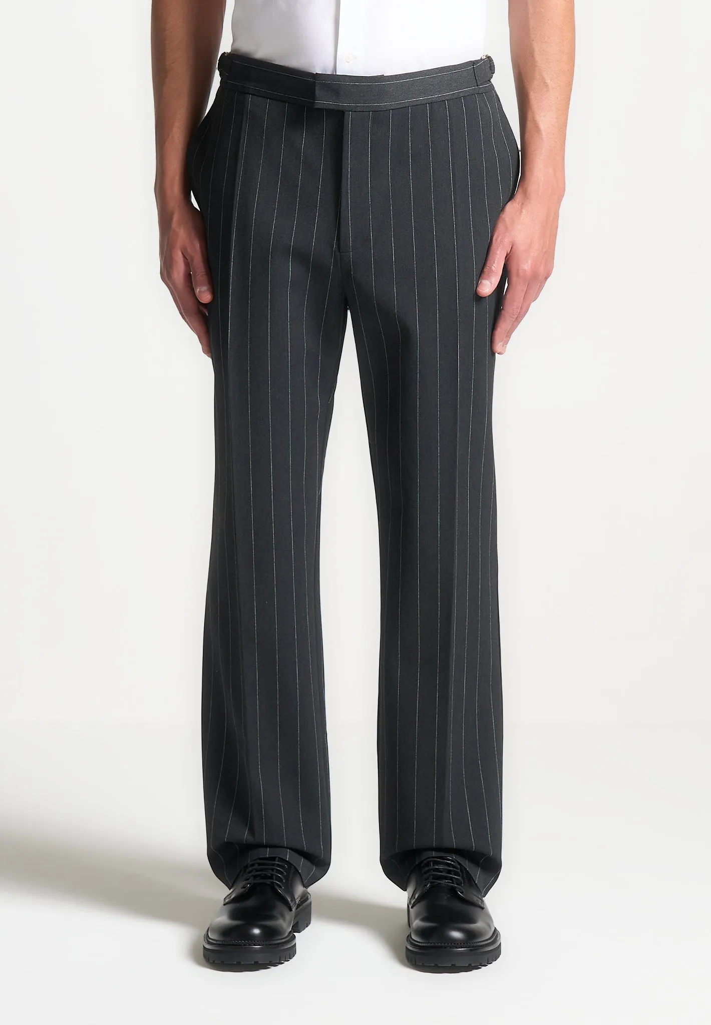 Regular Fit Pinstripe Tailored Trousers - Grey