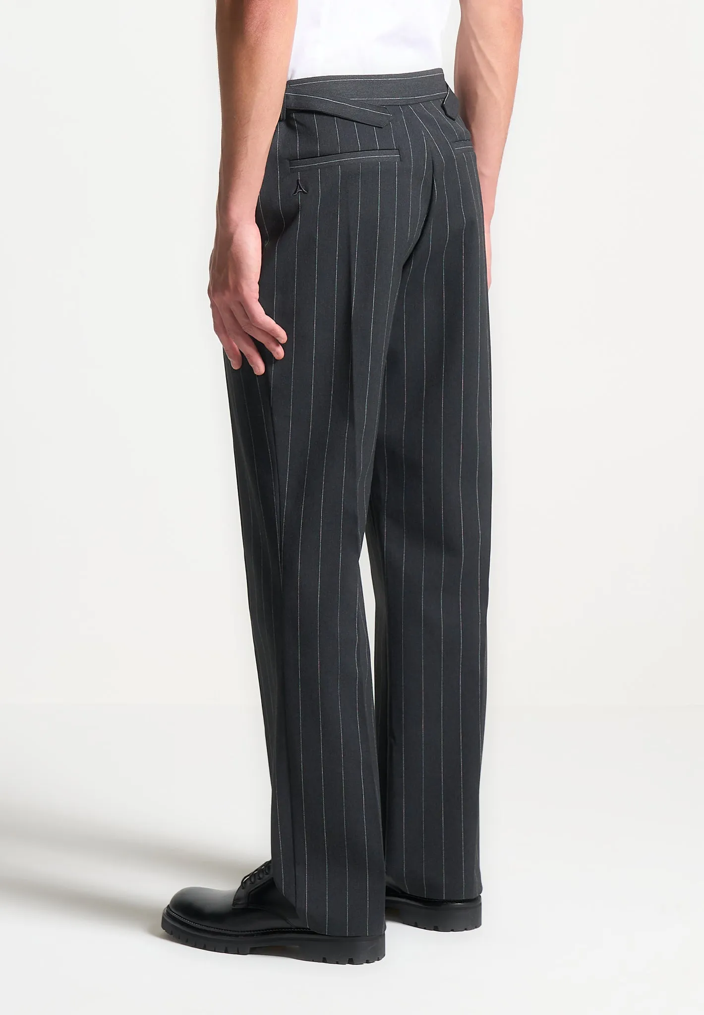 Regular Fit Pinstripe Tailored Trousers - Grey