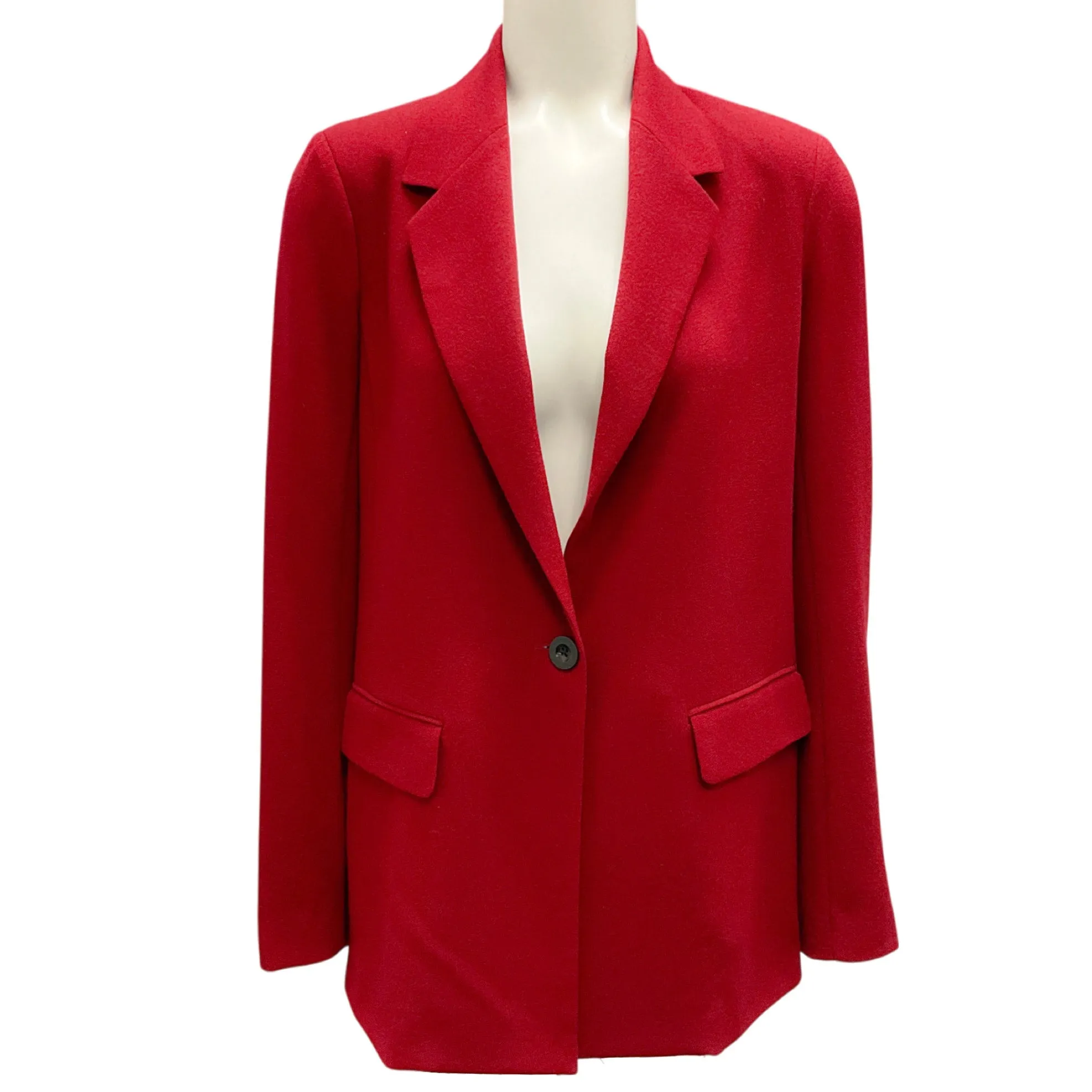 Rosetta Getty Red One-Button Wool Crepe Blazer