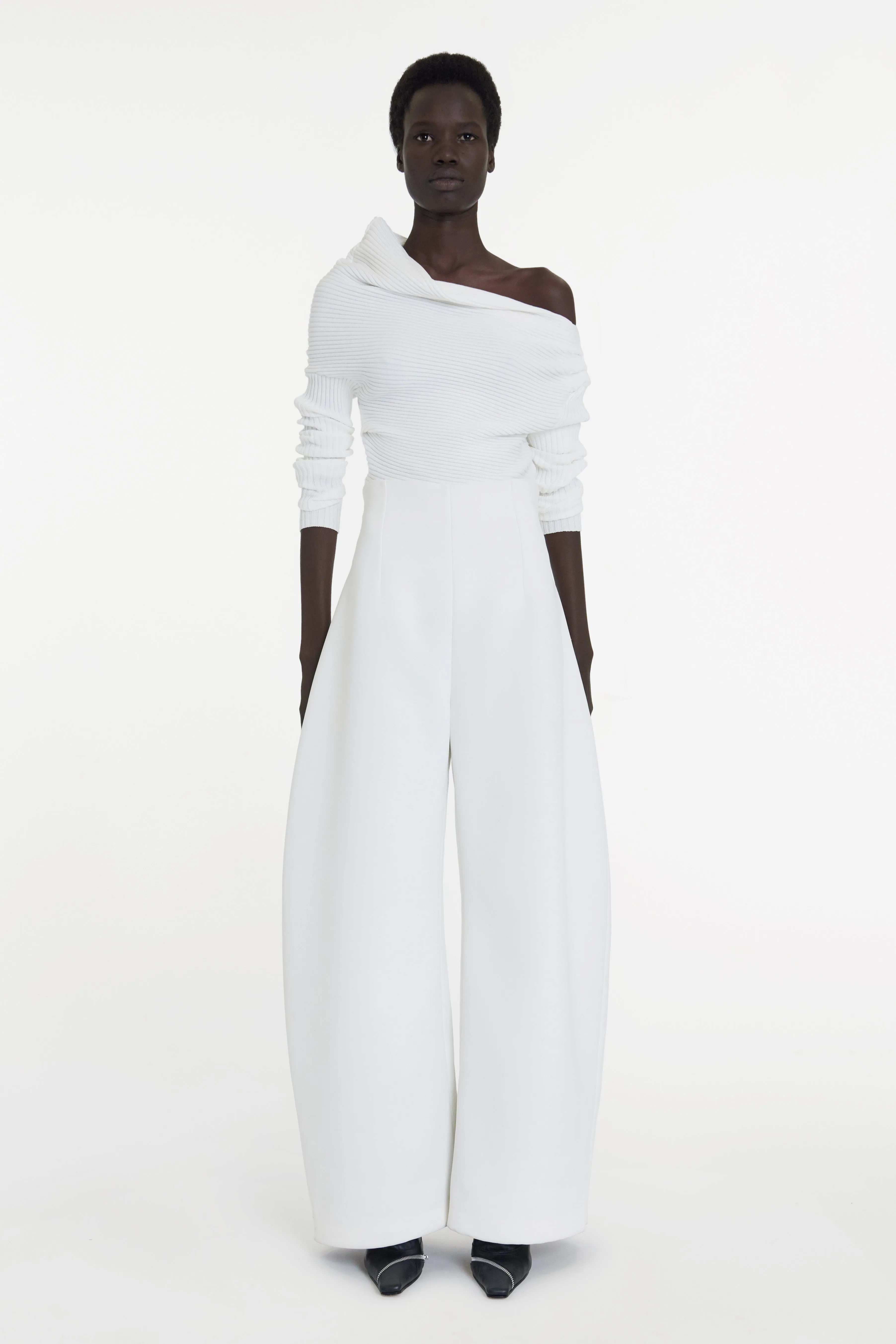 Rounded Tailored Trousers White