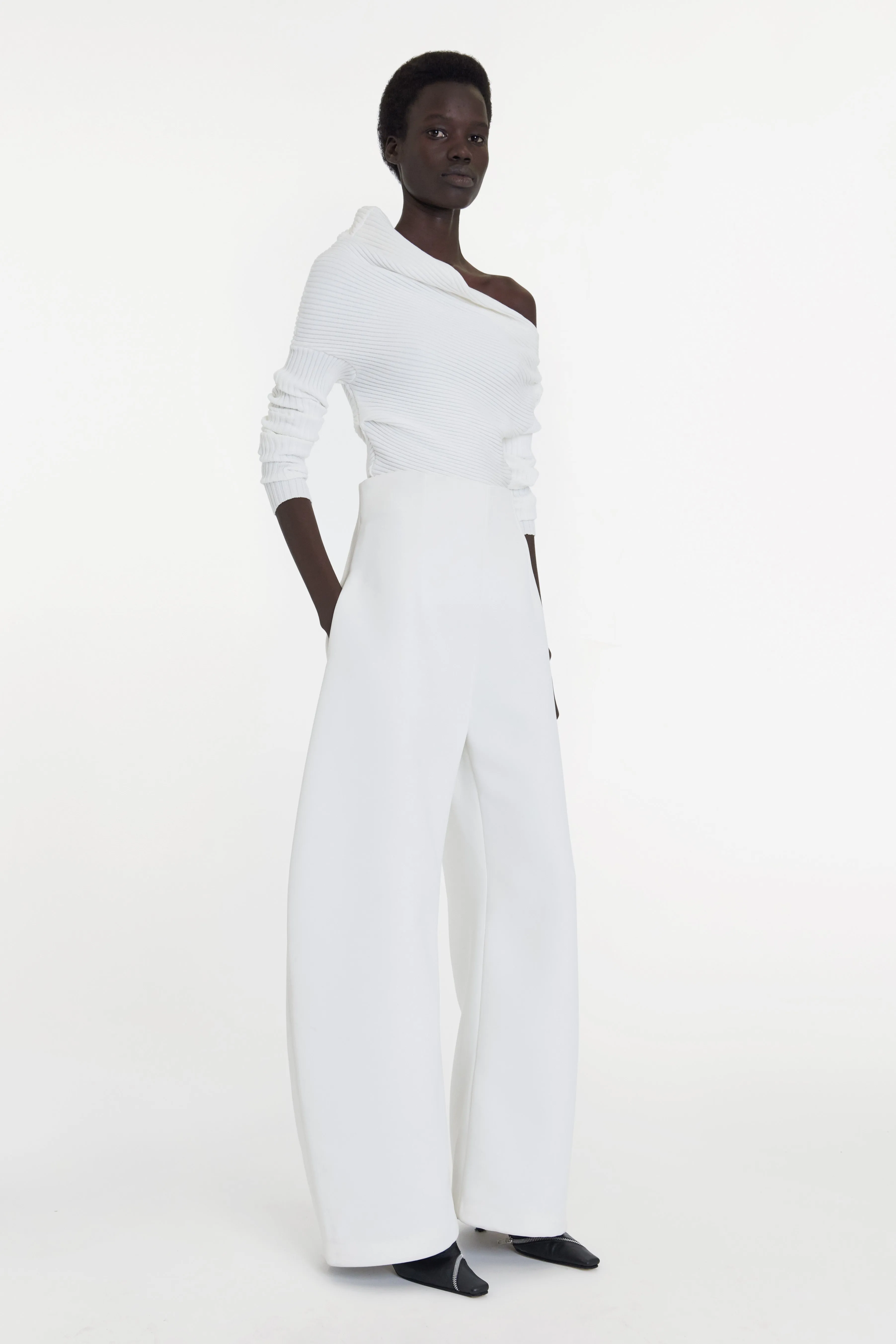 Rounded Tailored Trousers White