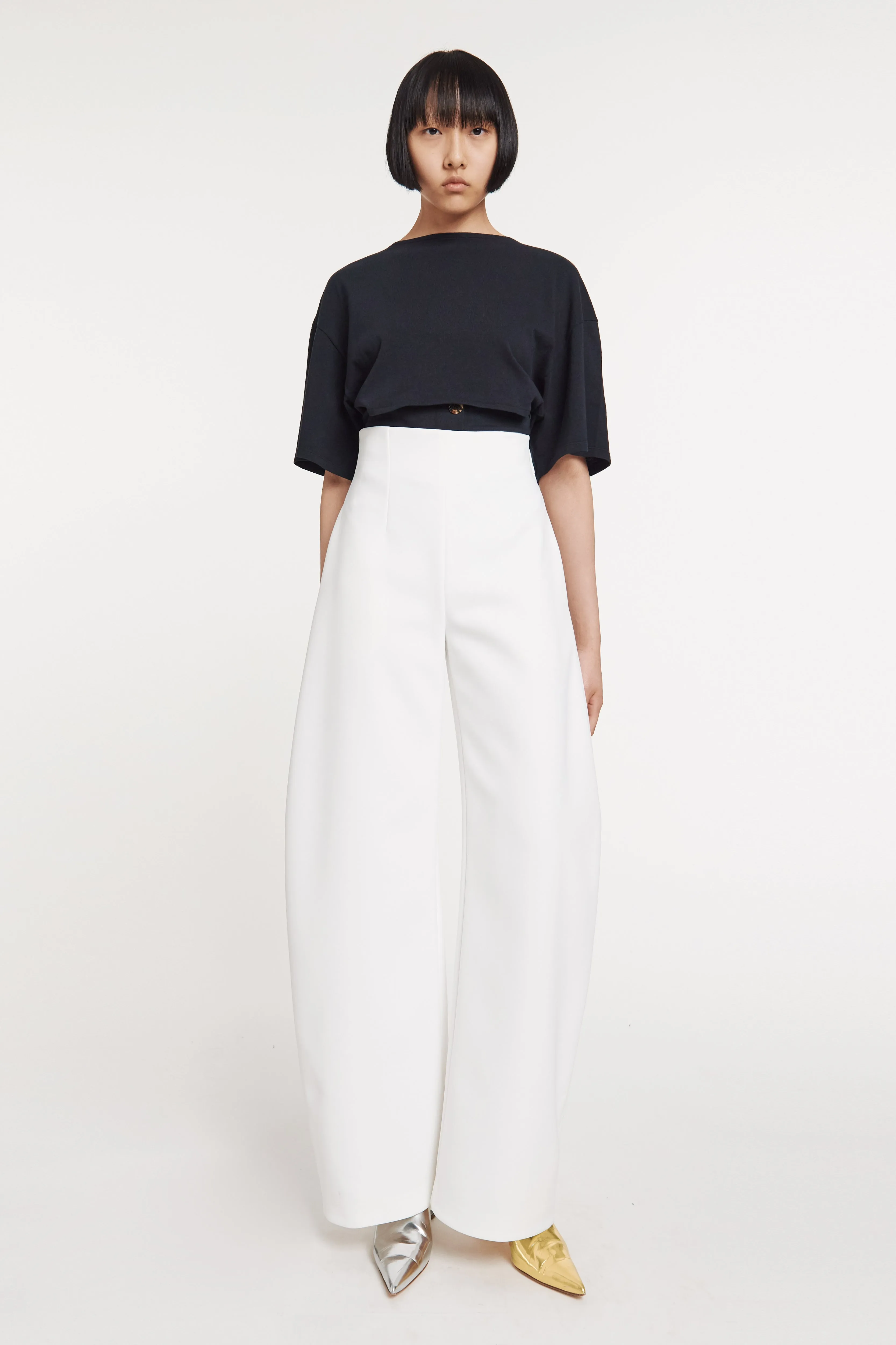 Rounded Tailored Trousers White