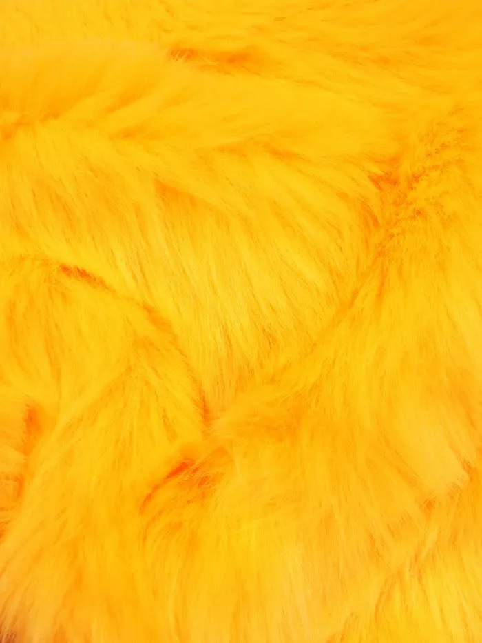 Short Shag Faux Fur Fabric / Golden Yellow / Sold By The Yard