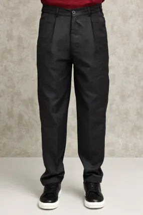 TAILORED PLEATED FORMAL TROUSERS-CHARCOAL