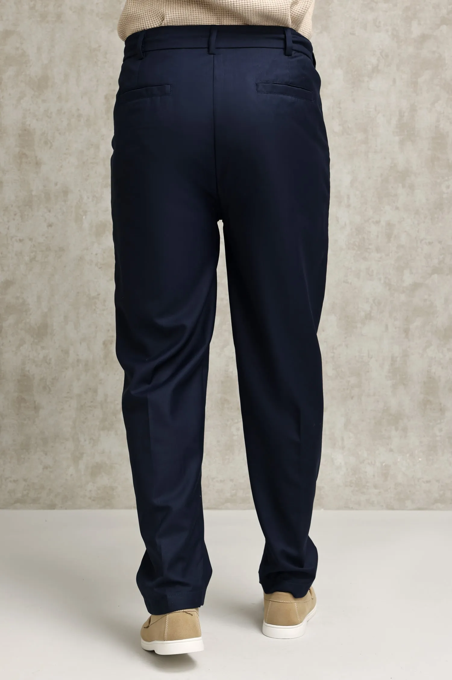 TAILORED PLEATED FORMAL TROUSERS-NAVY