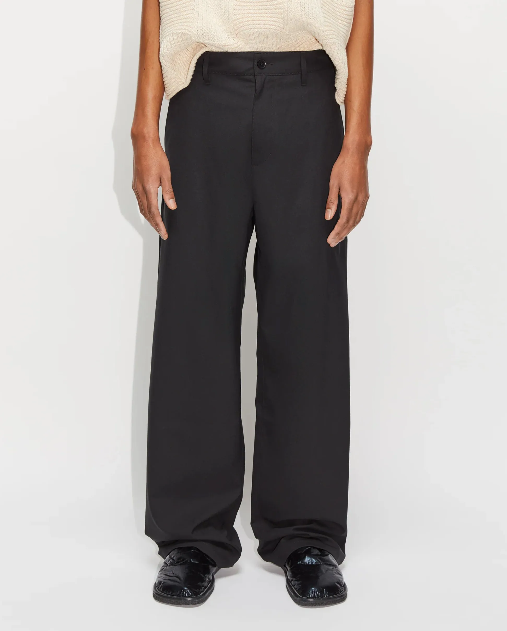 WIDE LEG SUIT TROUSERS / BLACK