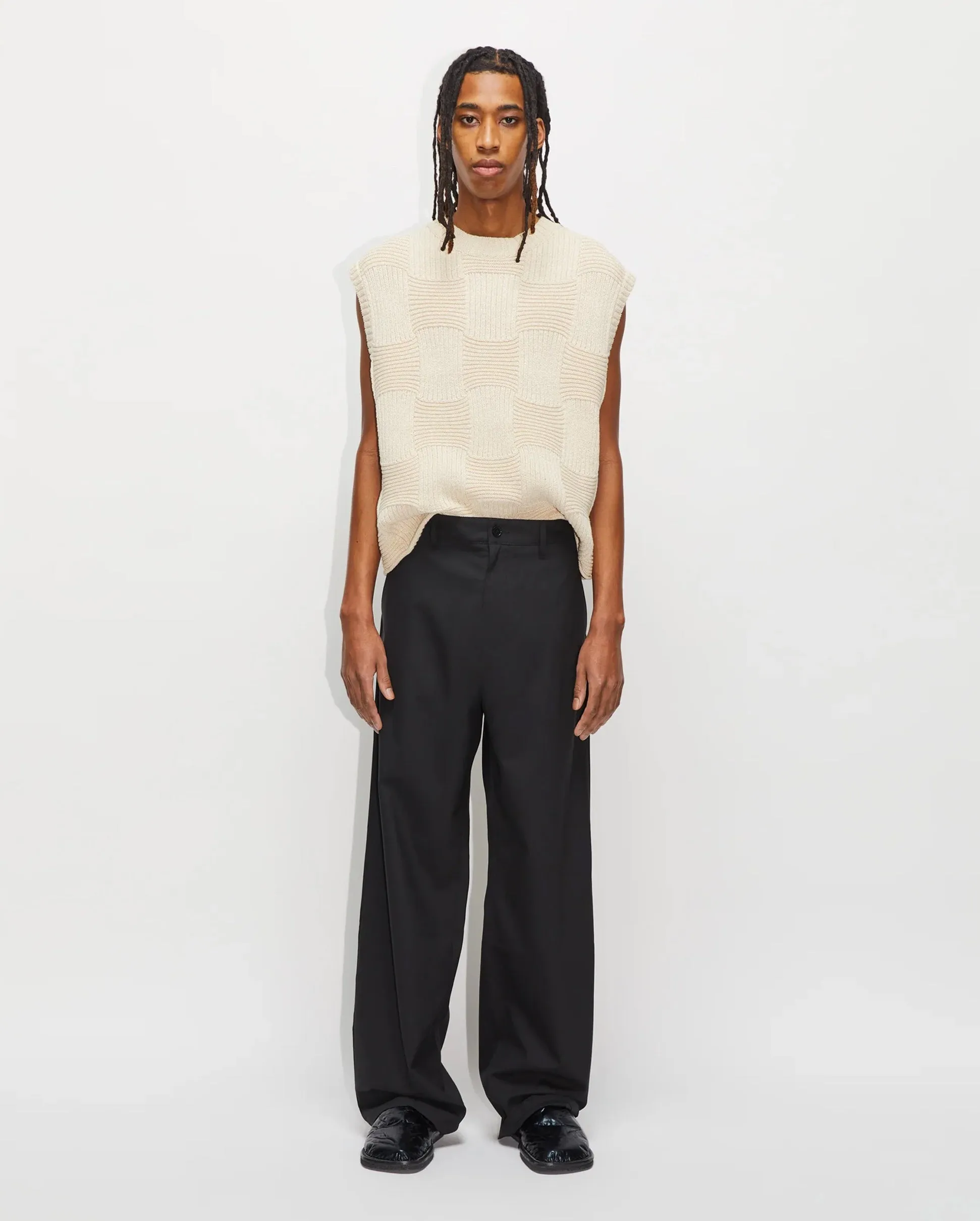 WIDE LEG SUIT TROUSERS / BLACK