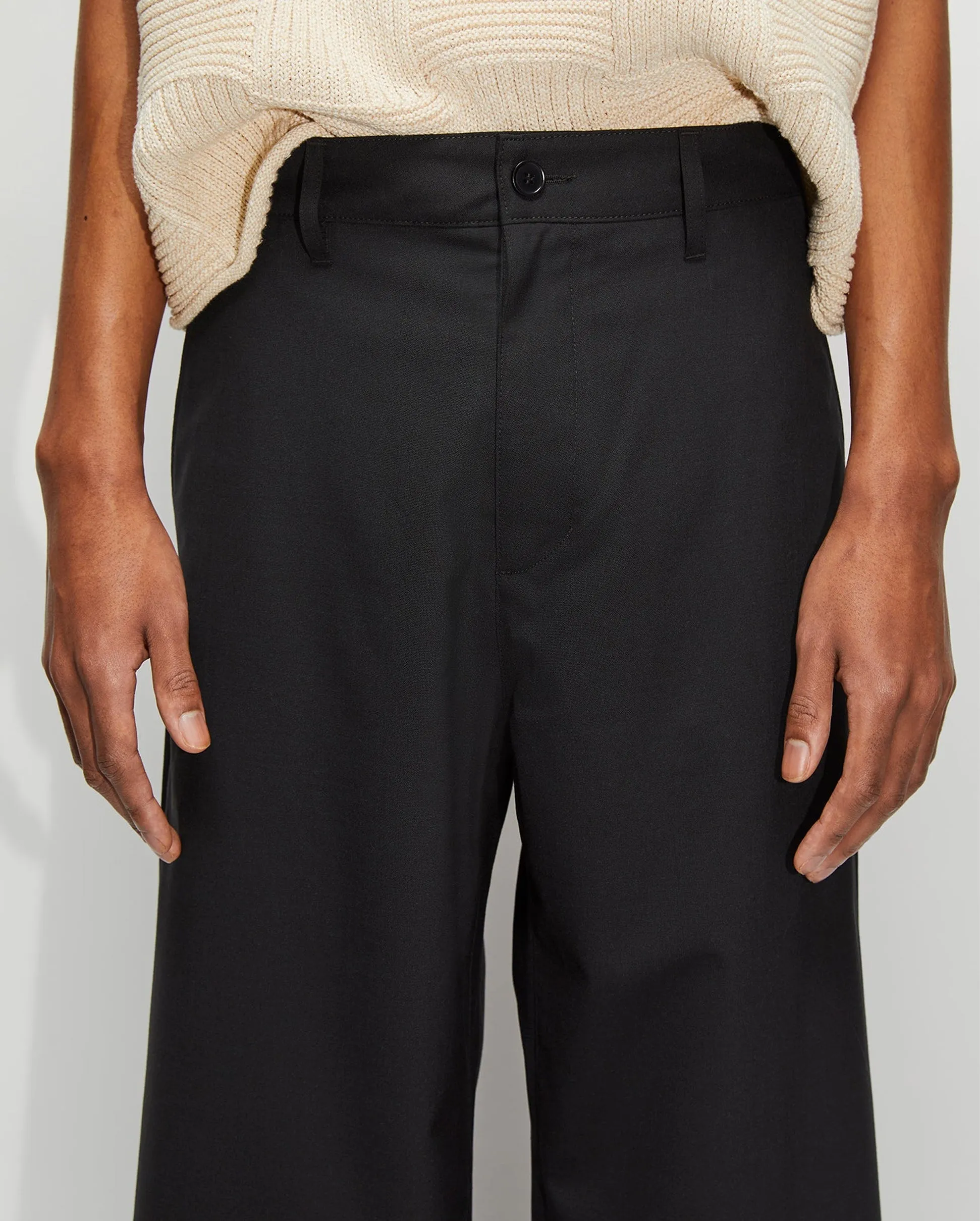 WIDE LEG SUIT TROUSERS / BLACK